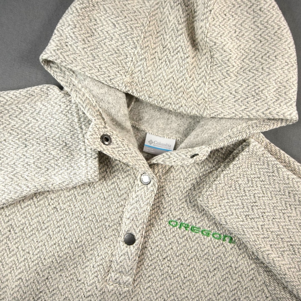 Oregon Ducks College Columbia Hoodie Women M Herringbone Sweater Fleece Pullover